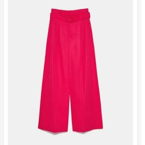 Zara pink poplin wide leg pant nwt sz l